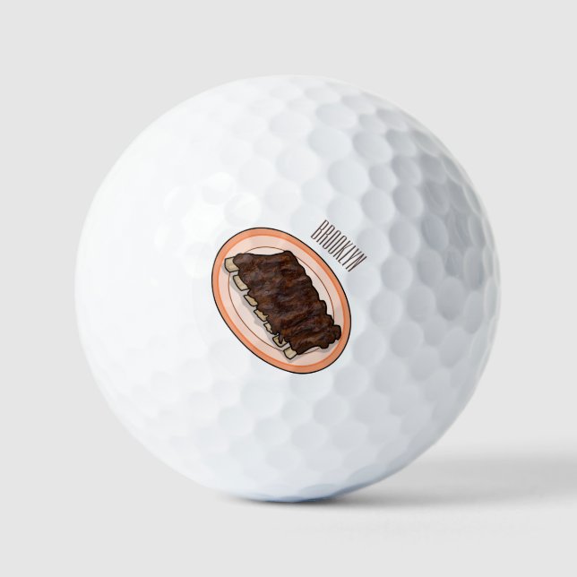 Short ribs cartoon illustration golf balls (Front)