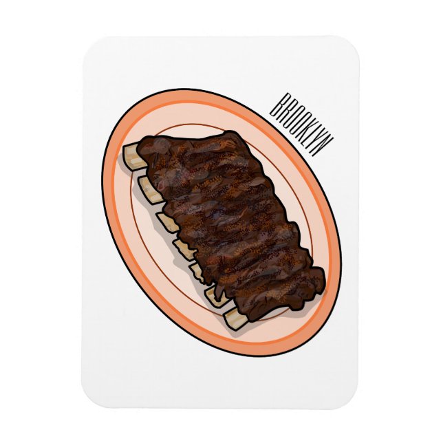 Short ribs cartoon illustration magnet (Vertical)