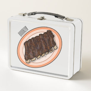 Short ribs cartoon illustration metal lunch box