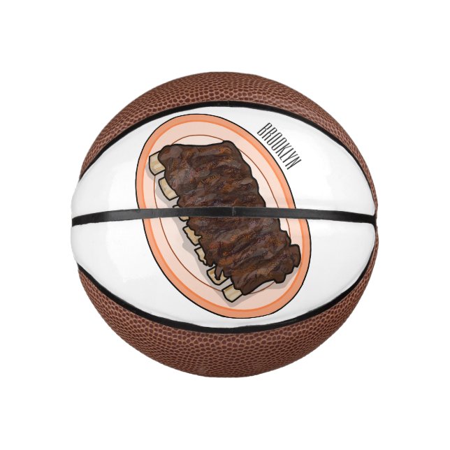 Short ribs cartoon illustration mini basketball (Front)