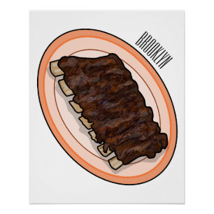Short ribs cartoon illustration poster