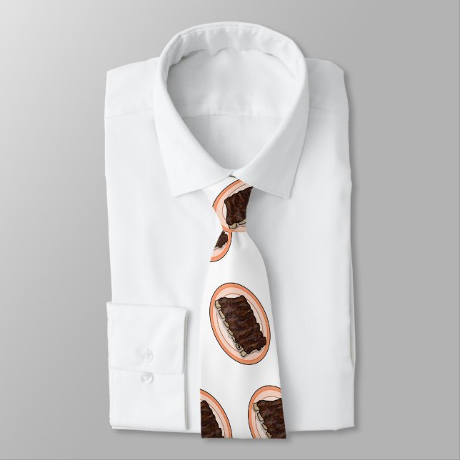Short ribs cartoon illustration tie (Tied)
