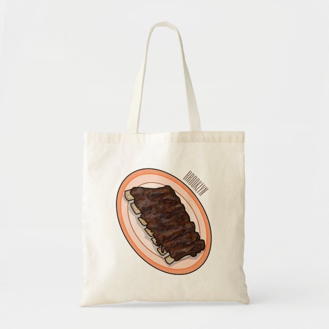 Short ribs cartoon illustration tote bag (Front)