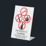 Short Term Rental Business No Smoking Cigarettes  Pedestal Sign<br><div class="desc">This design may be personalised in the area provided by changing the photo and/or text. Or it can be customised by clicking Personalise this Template and then choosing the click to customise further option and delete or change the colour of the background, add text, change the text colour or style,...</div>