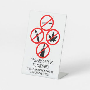 Short Term Rental Business No Smoking Cigarettes Pedestal Sign