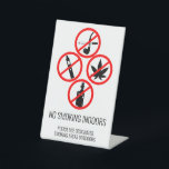 Short Term Rental Business No Smoking Indoors Pedestal Sign<br><div class="desc">This design may be personalised in the area provided by changing the photo and/or text. Or it can be customised by clicking Personalise this Template and then choosing the click to customise further option and delete or change the colour of the background, add text, change the text colour or style,...</div>