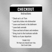 Short term Rental Checkout Instructions Vacation