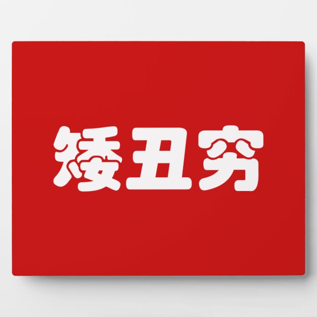 Short, Ugly & Poor 矮丑穷 Chinese Hanzi MEME Plaque (Front)