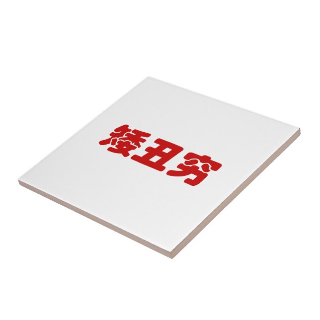 Short, Ugly & Poor 矮丑穷 Chinese Hanzi MEME Tile (Side)