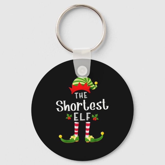 Shortest Christmas Elf Matching Pajama X-mas Party Key Ring (Front)