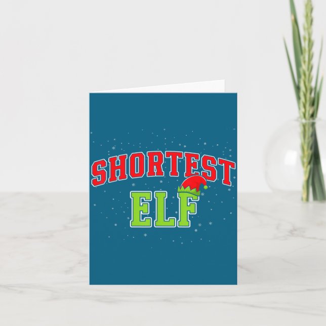 Shortest Elf Christmas Family Matching Group Xmas  Card (Front)