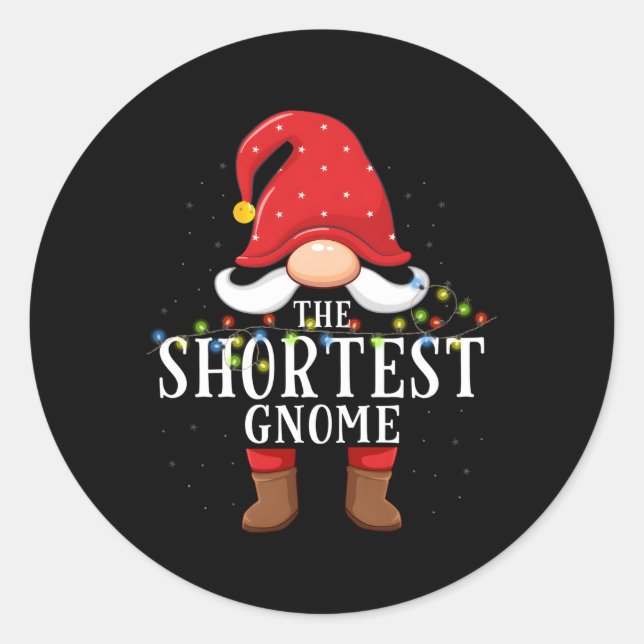 Shortest Gnome Family Pajama Classic Round Sticker (Front)