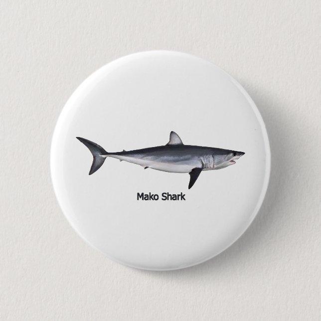 Shortfin Mako Shark Illustration 6 Cm Round Badge (Front)