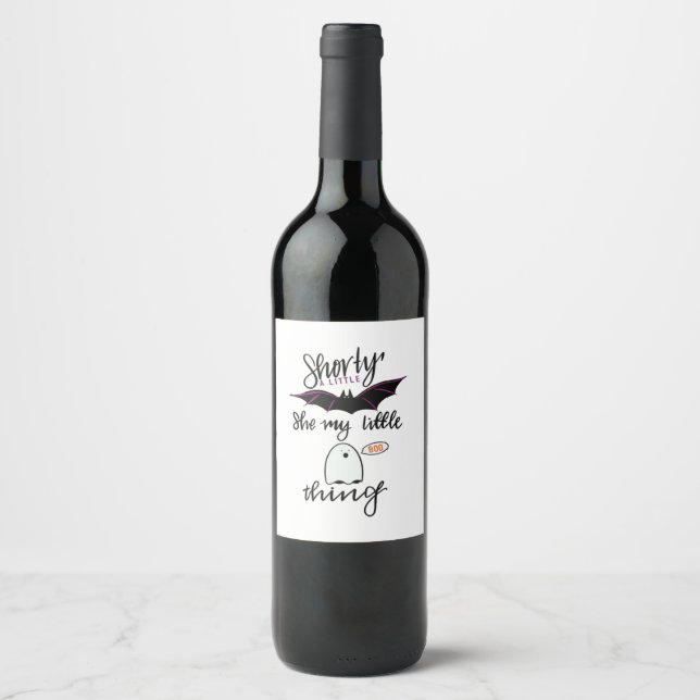 Shorty Batty Funny Retro Wine Label (Front)