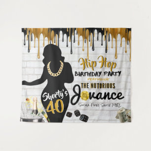 Shorty's 40 90's Hip Hop Birthday Drip Backdrop Tapestry