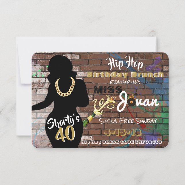 Shorty's 40 | 90's Hip Hop Urban Birthday Invitati Invitation (Front)