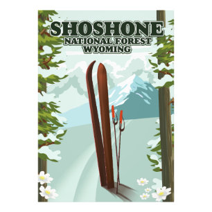 Shoshone National Forest Ski travel poster