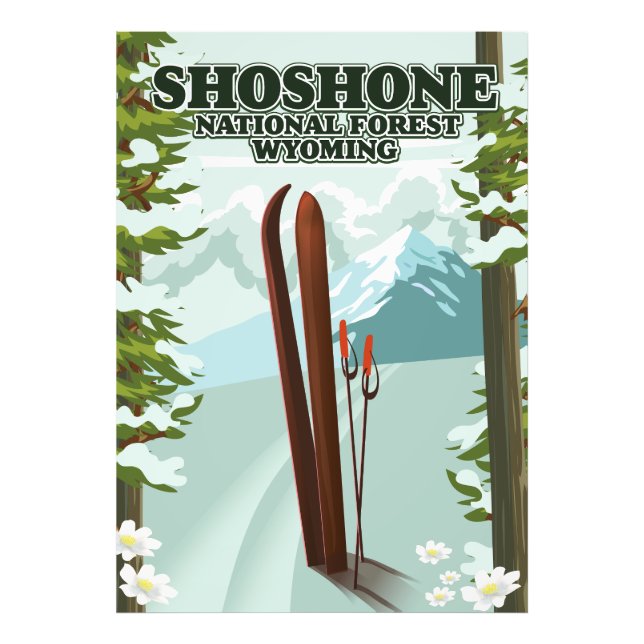 Shoshone National Forest Ski travel poster  (Front)