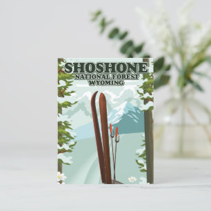 Shoshone National Forest Ski travel poster  Postcard