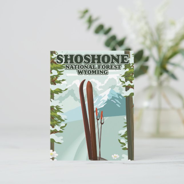 Shoshone National Forest Ski travel poster  Postcard (Standing Front)
