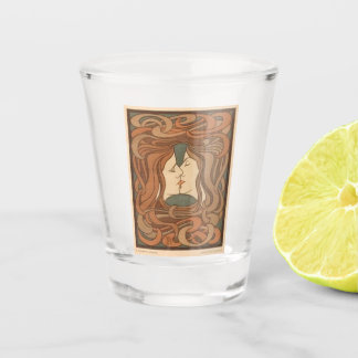 shot glaasje met jugendstill afbeelding glass