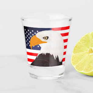 Shot Glass American Bald Eagle USA Flag Patriotic