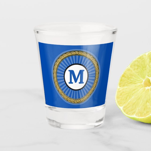 Shot Glass -  Blue - Personalised - Add Initial (Front)