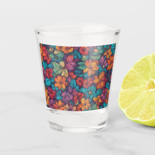 Shot Glass - Colourful Abstract Floral #323