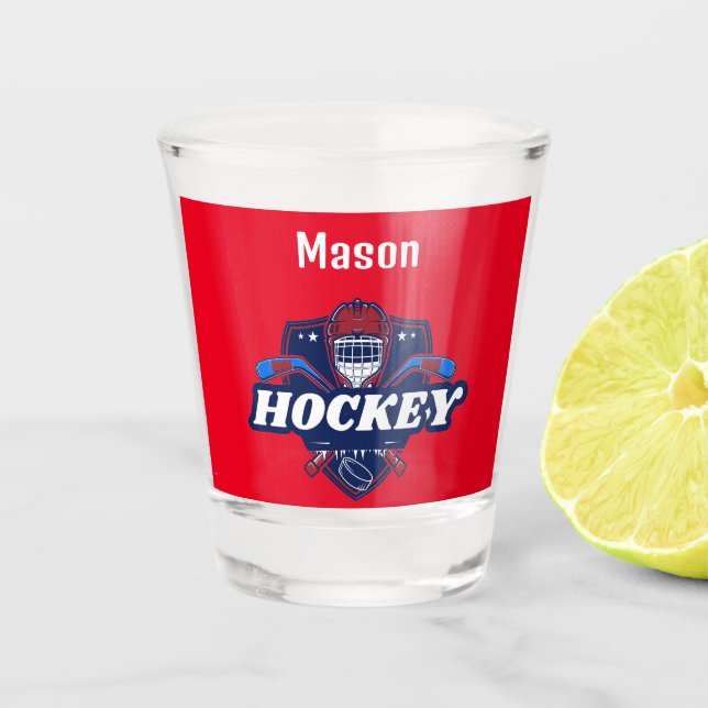 Shot Glass Hockey Gear - Personalised -Add Name (Front)