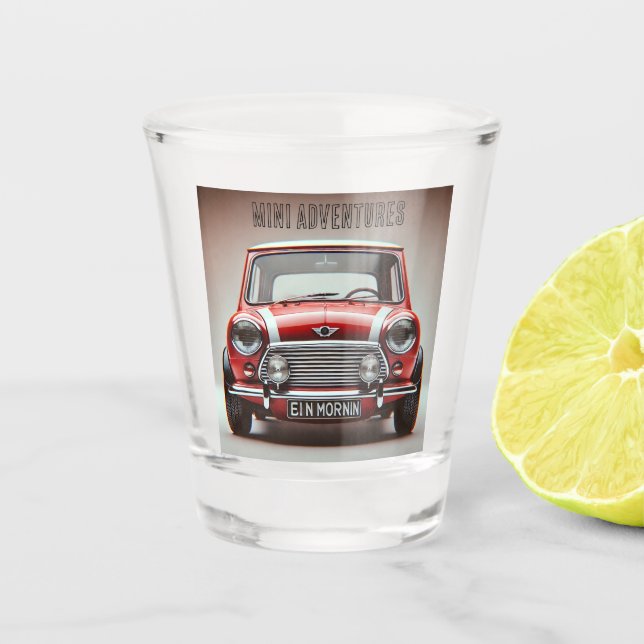 Shot glass Mini Cooper "Mini adventures" (Front)