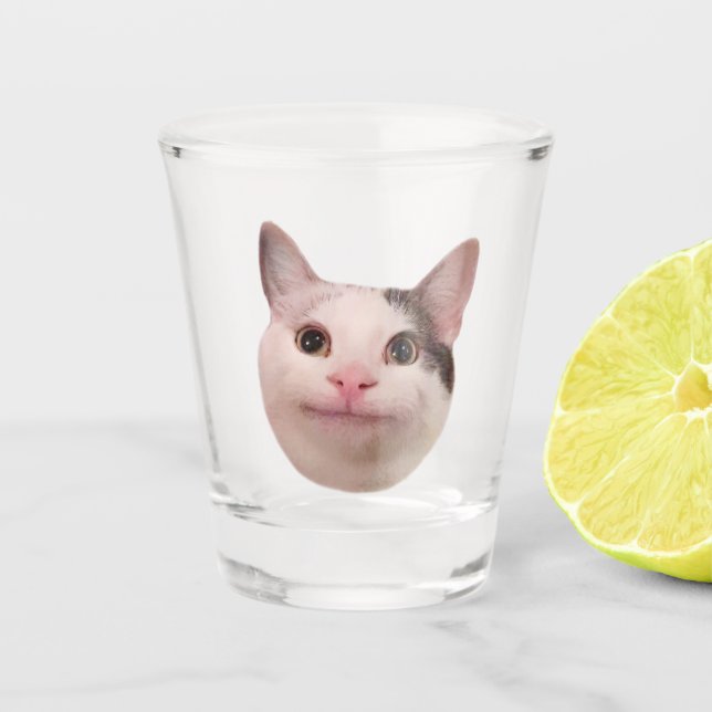 Shot Glass Polite Cat Meme (Front)