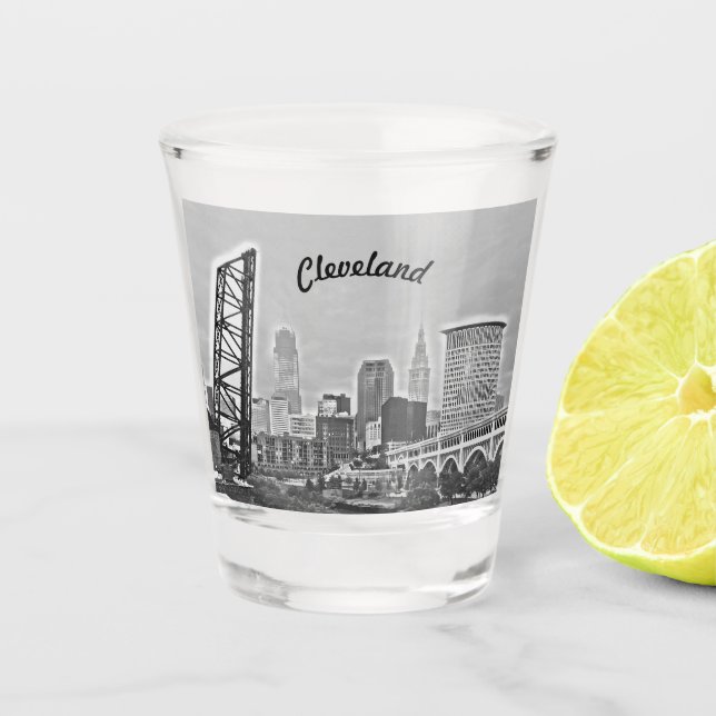 Shot of Cleveland BW Shot Glass (Front)