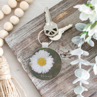 Shot of white flower keychain. keychain