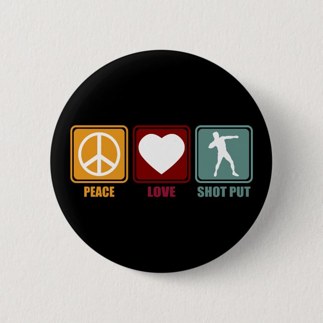 Shot Put Putter Dad Girl Peace Love Design Gift 6 Cm Round Badge (Front)