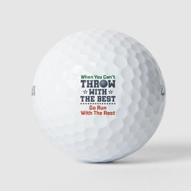 Shot Put Track and Field Funny Throwing Quote Golf Balls (Front)
