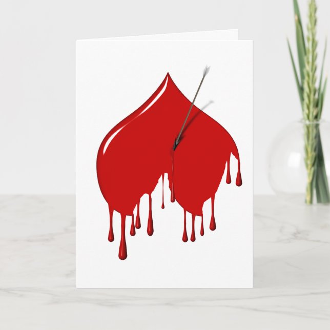 Shot to the Upside Down Heart (Anti-Valentine) Holiday Card (Front)