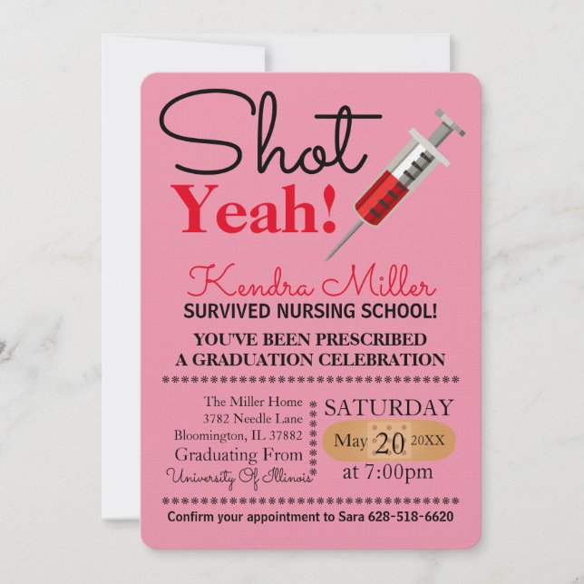 Shot Yeah! Nursing School Graduation Invitation (Front)