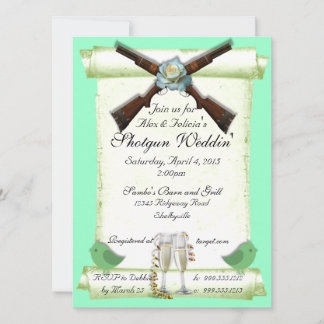 Shotgun Wedding Invitations in Mint Green