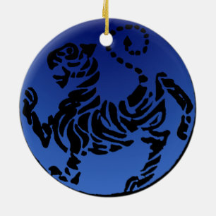 Shotokan Black & Blue Tiger Ceramic Tree Decoration