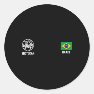 Shotokan Brazil Karate Brazilian Flag Dojo Tiger Classic Round Sticker