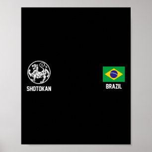 Shotokan Brazil Karate Brazilian Flag Dojo Tiger  Poster