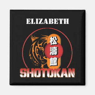 Shotokan Karate Tiger and Japanese Kanji Your Name Magnet