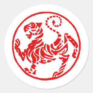 Shotokan Red Rising Sun Tiger Japanese Karate Classic Round Sticker