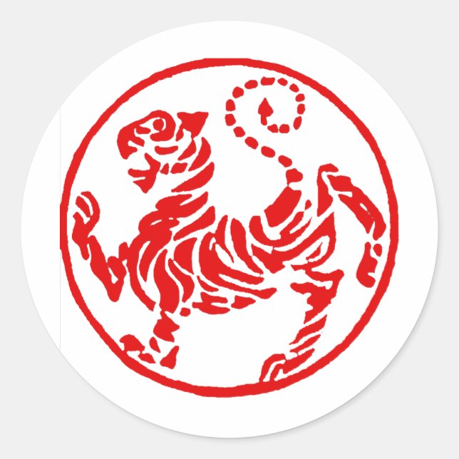 Shotokan Red Rising Sun Tiger Japanese Karate Classic Round Sticker (Front)