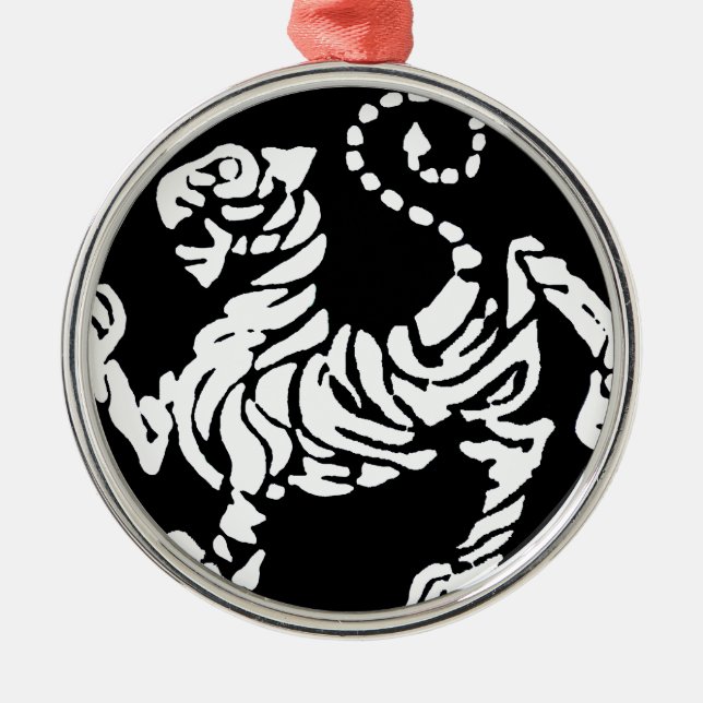 SHOTOKAN TIGER BLACK AND WHITE METAL TREE DECORATION (Front)
