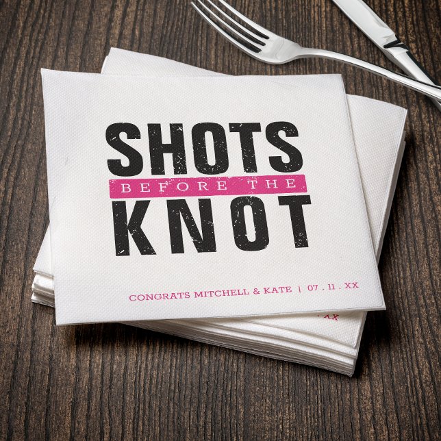 Shots Before the Knot Hot Pink Bachelorette Party Napkin (Shots Before the Knot Bachelorette Party Napkins
)
