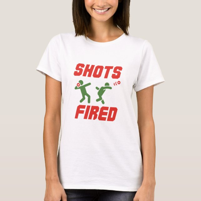 Shots Fired Funny Shot Put Track and Field T-Shirt (Front)