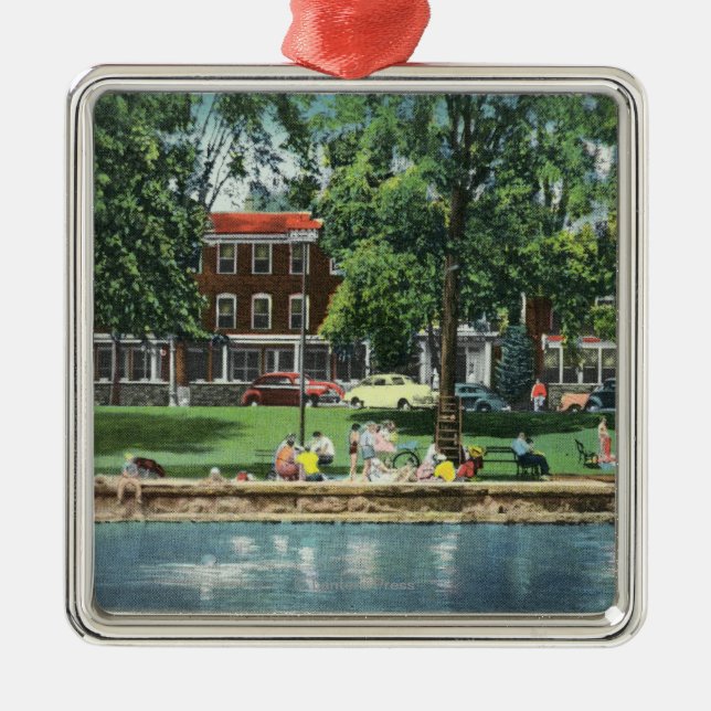 Shotwell Park and Sherwood Inn Scene Metal Tree Decoration (Front)