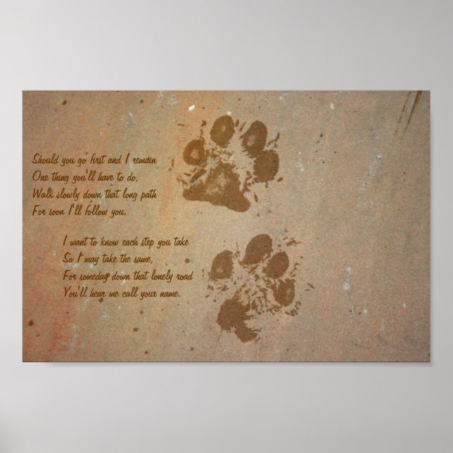 Should you go first, paw prints on stone Poster (Front)