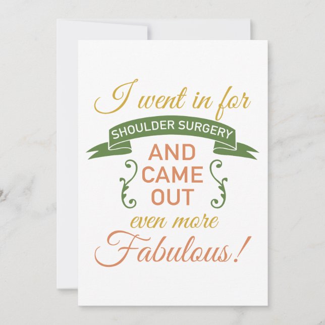 Shoulder Surgery Fabulous Recovery (Green) Invitation (Front)